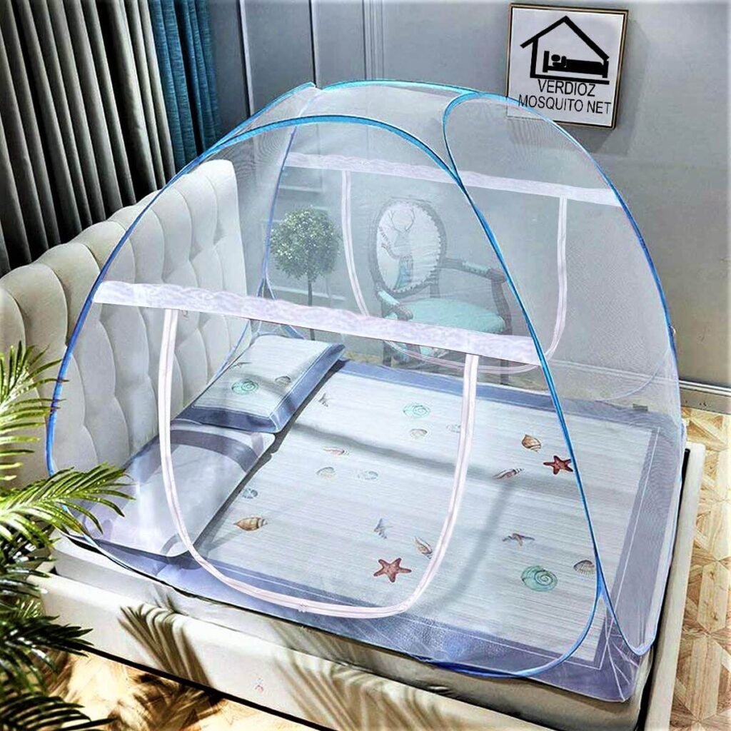 VERDIOZ WITH DEVICE Foldable Poly Cotton Double Bed Mosquito Net